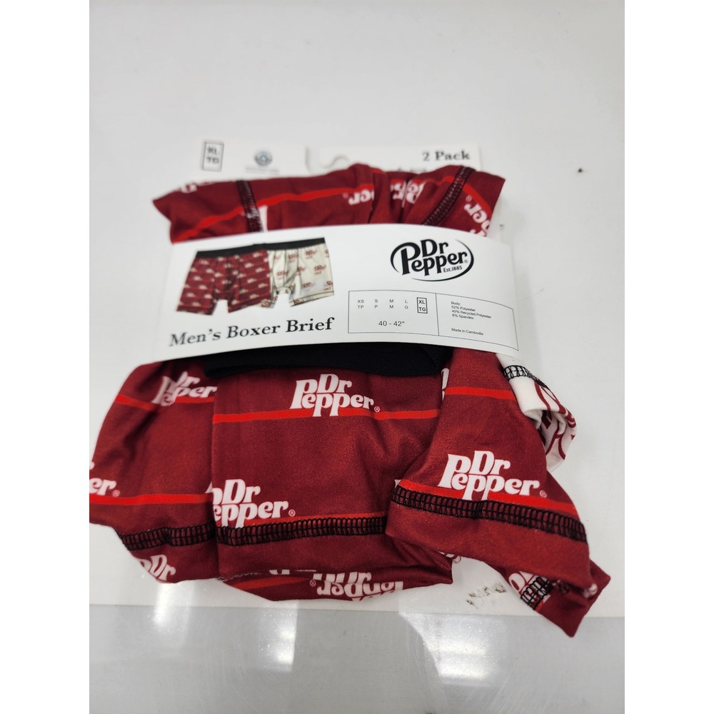 Dr Pepper Mens Logo Boxer Briefs Red Polyester Blend Casual Size XL